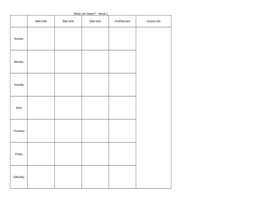 2024 Meal Planning Template Fillable, Printable PDF & Forms Handypdf