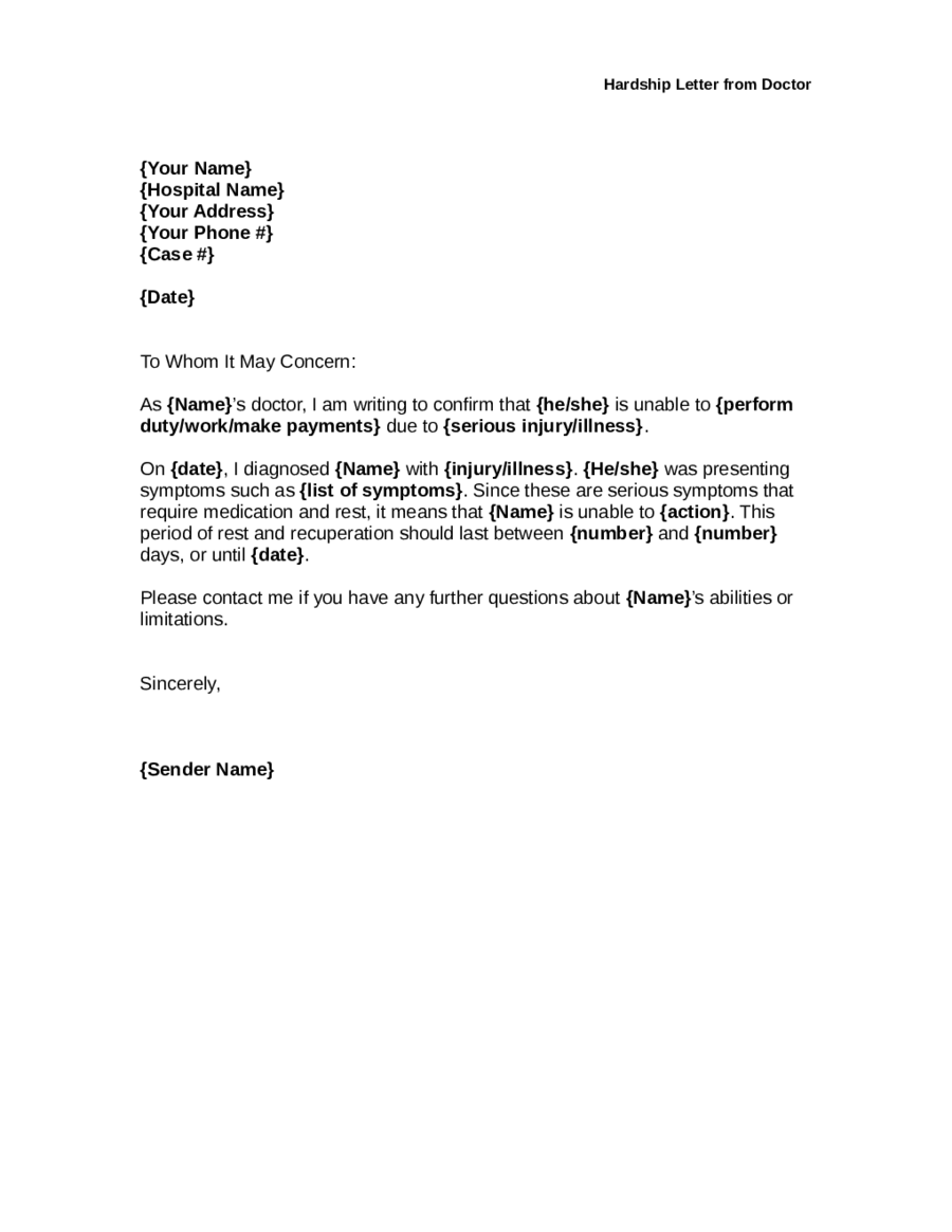 Medical Hardship Letter Template Hot Sex Picture 5544