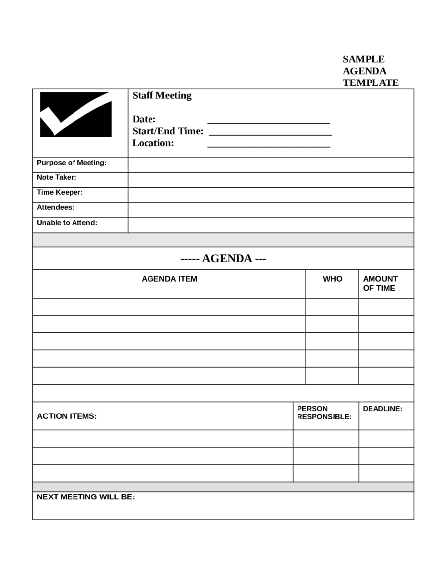 Free Printable Staff Meeting Agenda Template