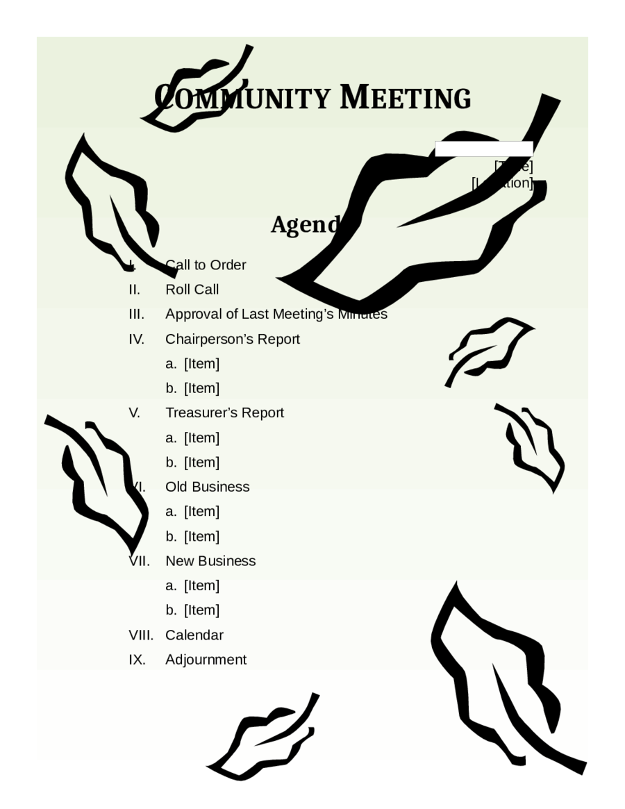 Community meeting agenda