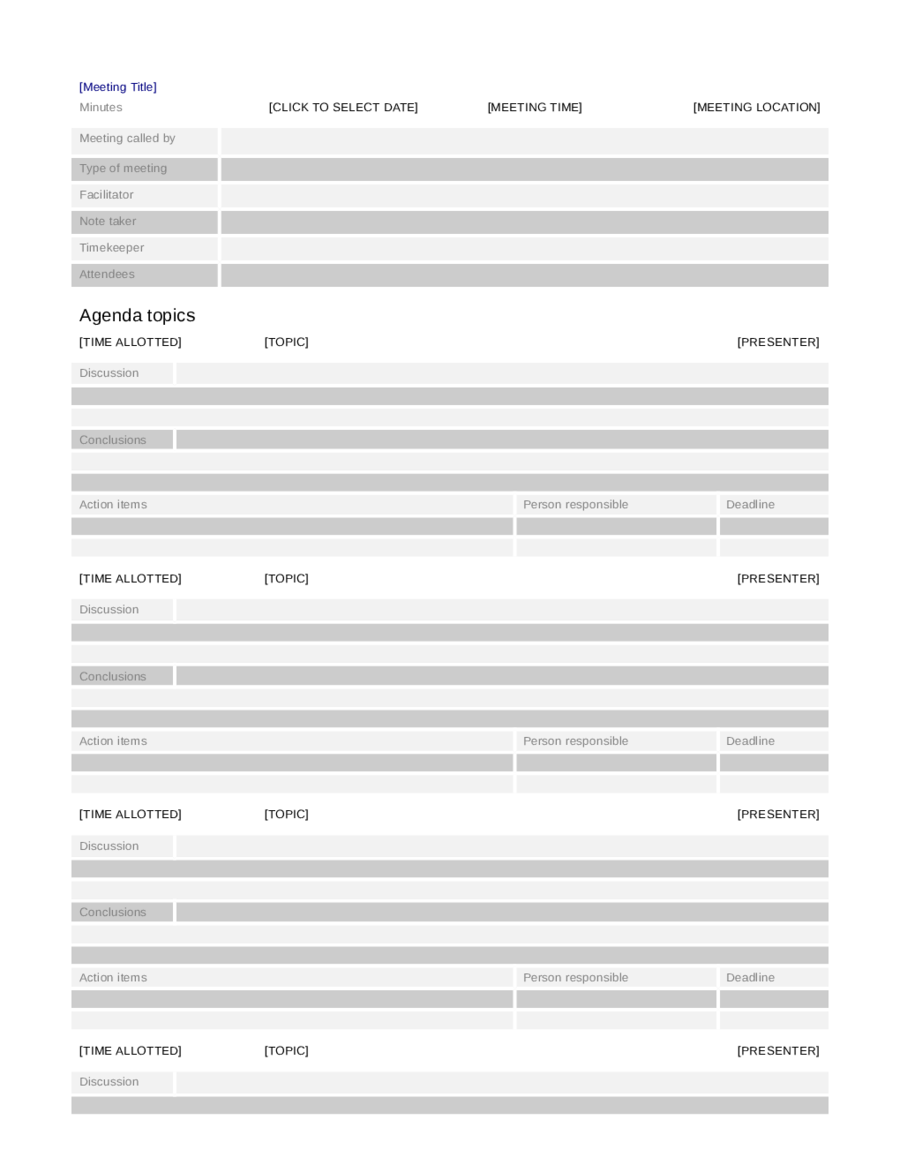 2024 Meeting Minutes Template Fillable Printable PDF Forms Handypdf