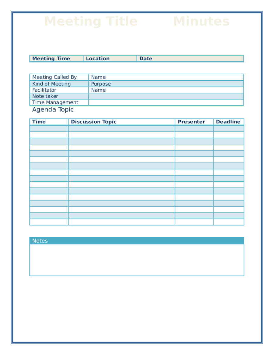 Excel Meeting Notes Template