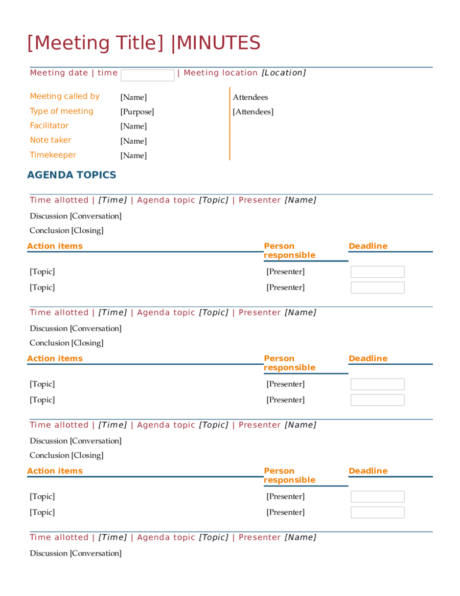 Professional Meeting Minutes Template from handypdf.com