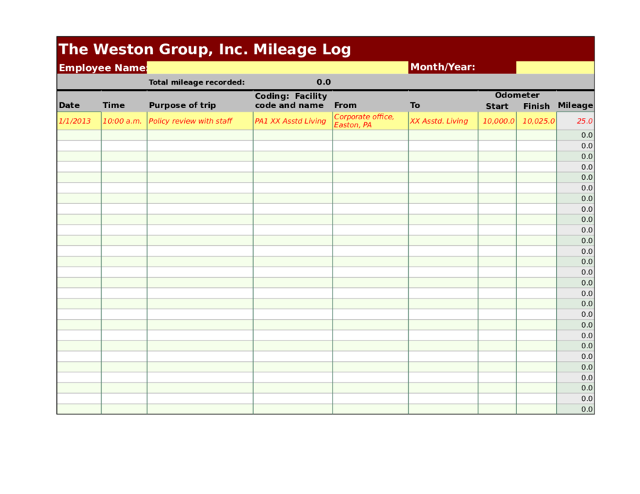 2023 Mileage Log Fillable Printable PDF Forms Handypdf