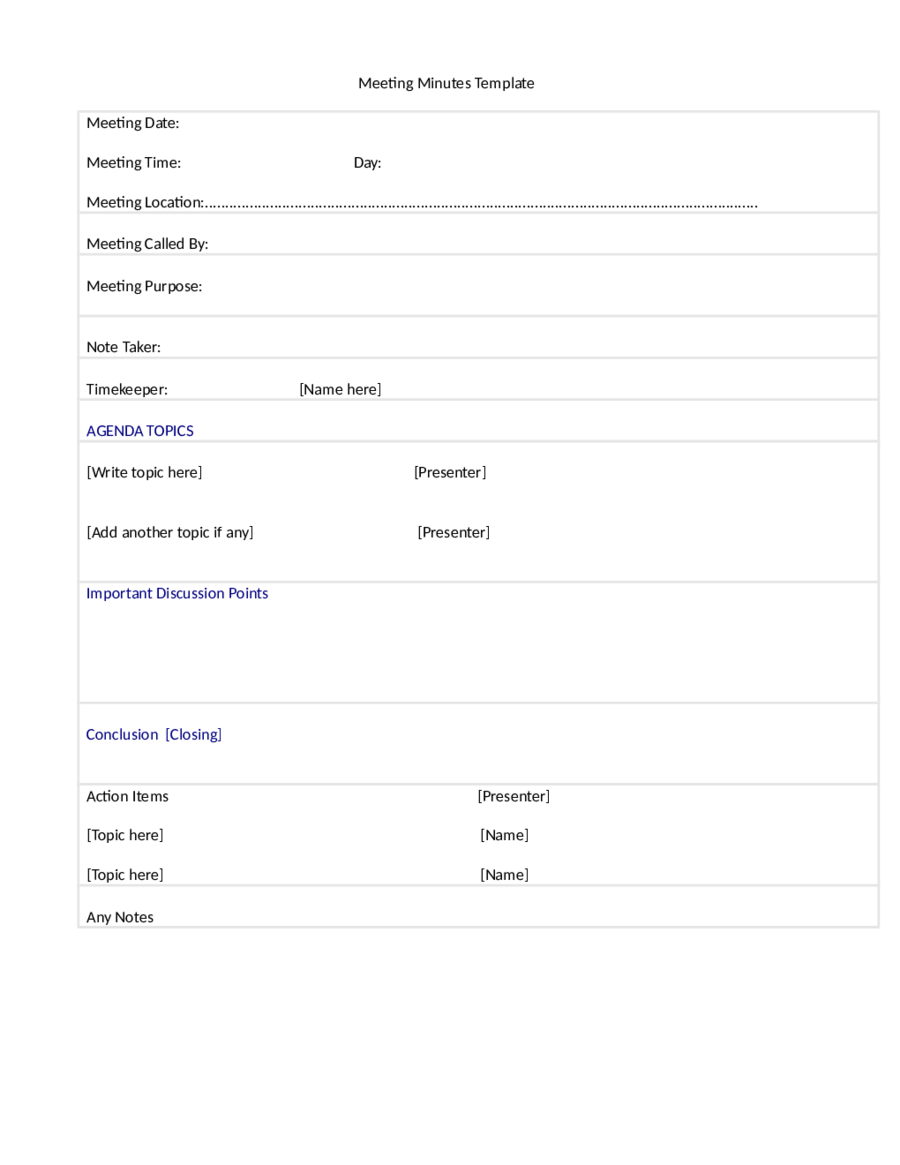 Board Meeting Minutes Template Edit Fill Sign Online Handypdf