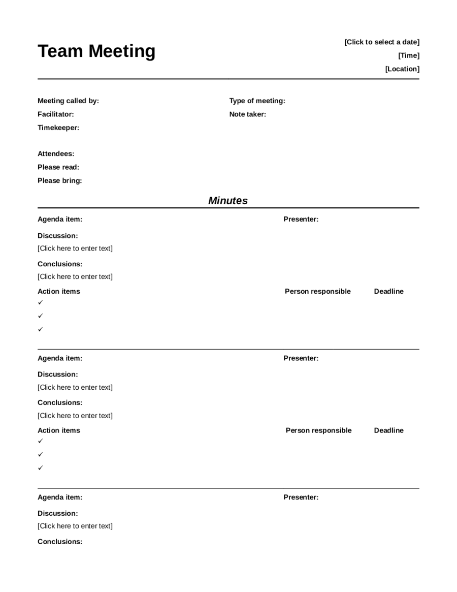 Informal meeting minutes Template Excel Edit, Fill, Sign Online