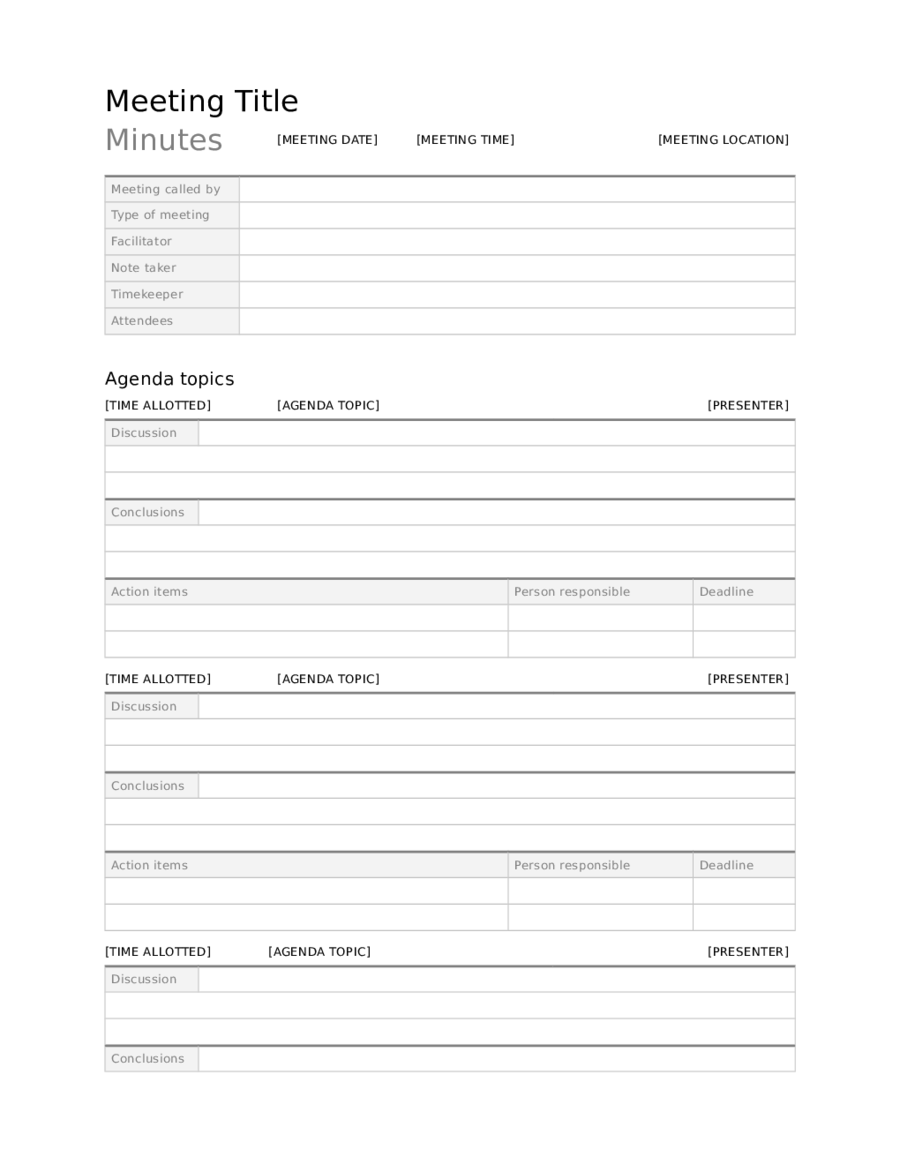 Project Meeting Minutes Template