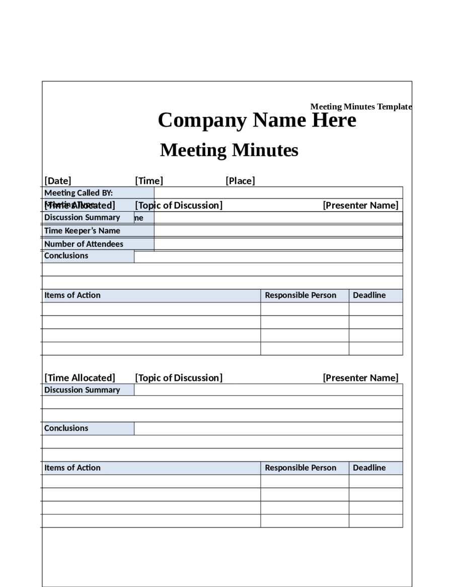 2023 Meeting Minutes Template Fillable, Printable PDF & Forms Handypdf