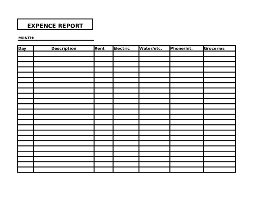 blank expense report template