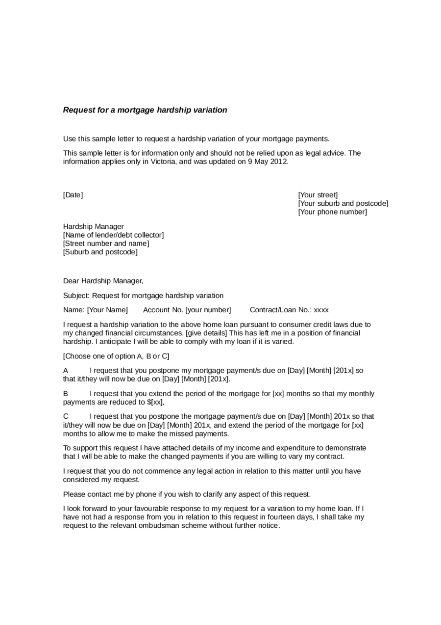 Mortgage Hardship Letter Template Edit Fill Sign Online Handypdf