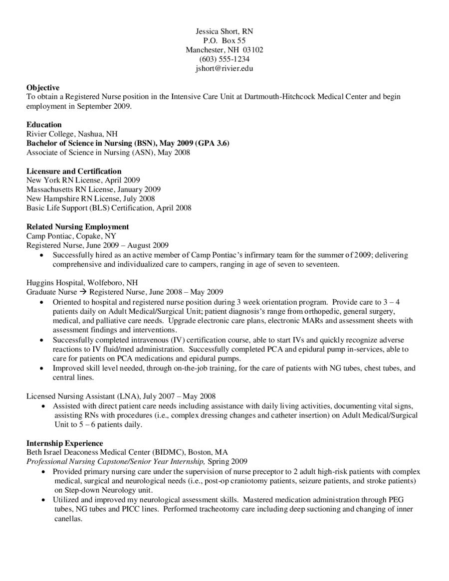 Resume For Nurses