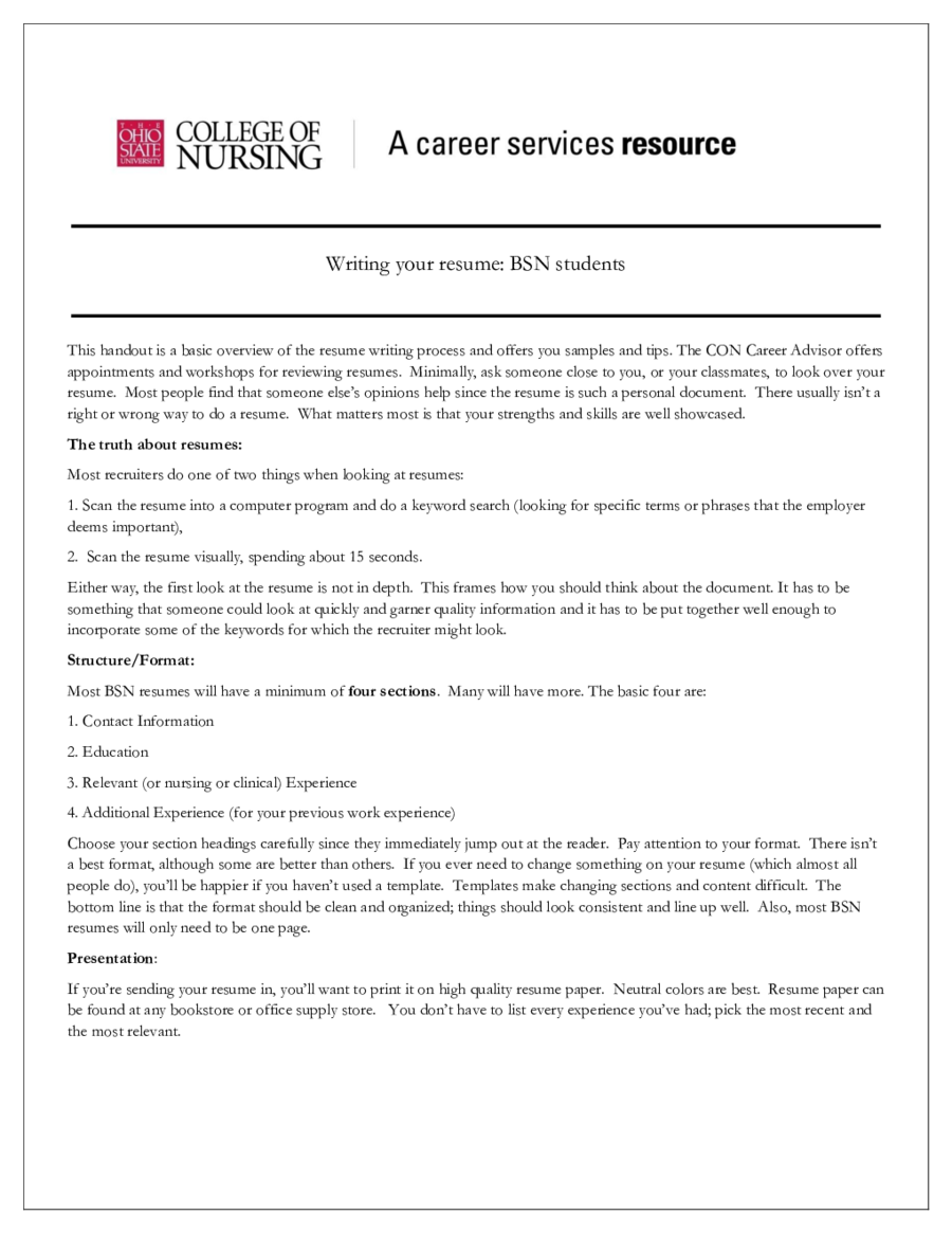 Sample Of Nursing Resume