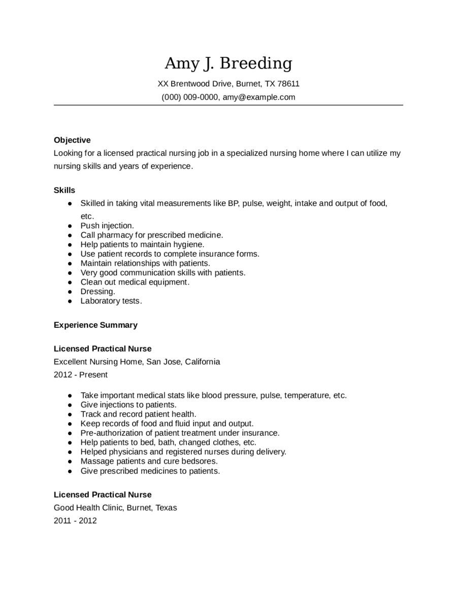 2024 Nursing Resume Fillable Printable PDF Forms Handypdf