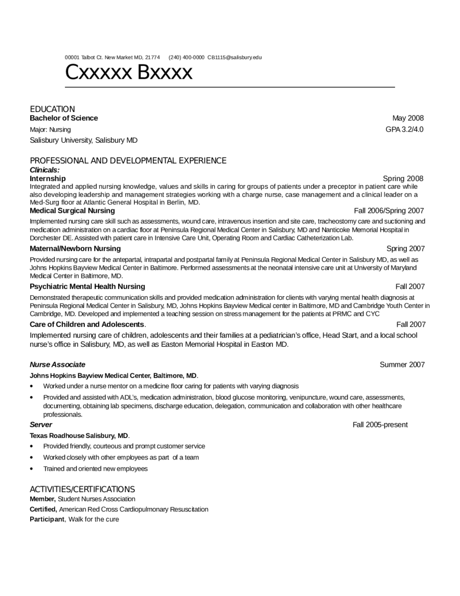 er nursing resume templates