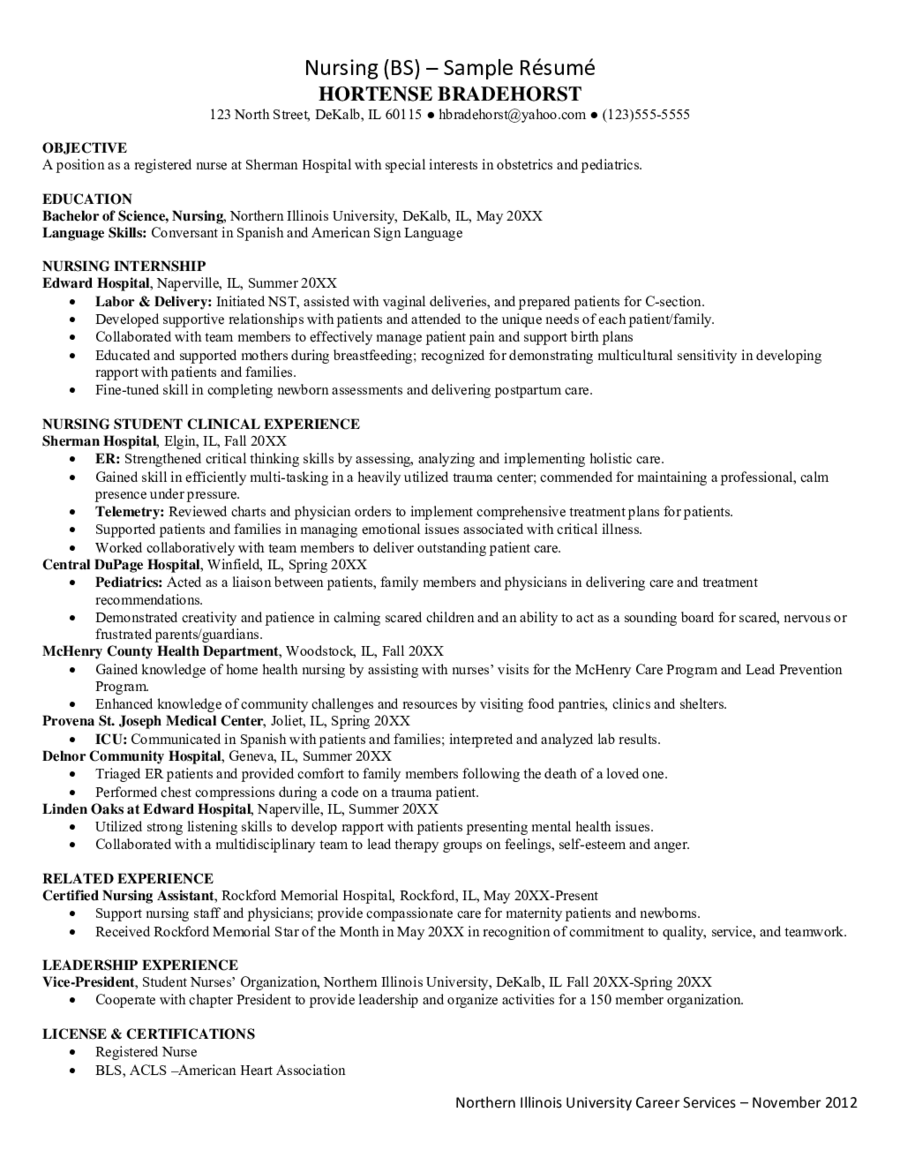 2020 Nursing Resume Fillable Printable Pdf Forms Handypdf