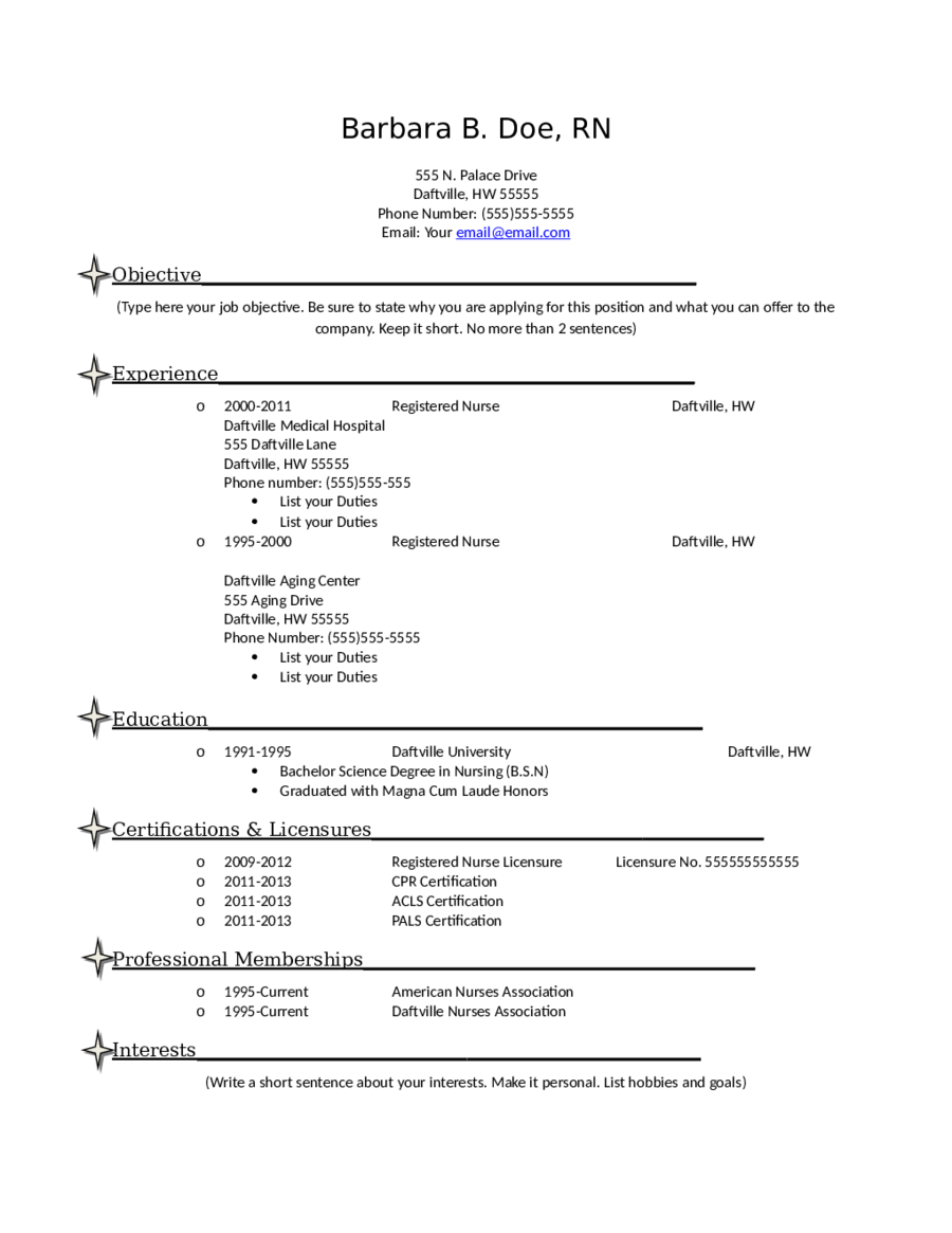 free nursing resume template word