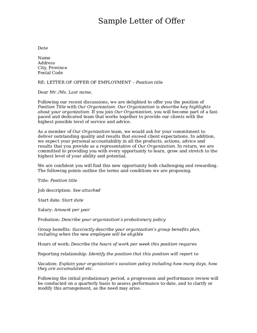 Employee Offer Letter Sample from handypdf.com