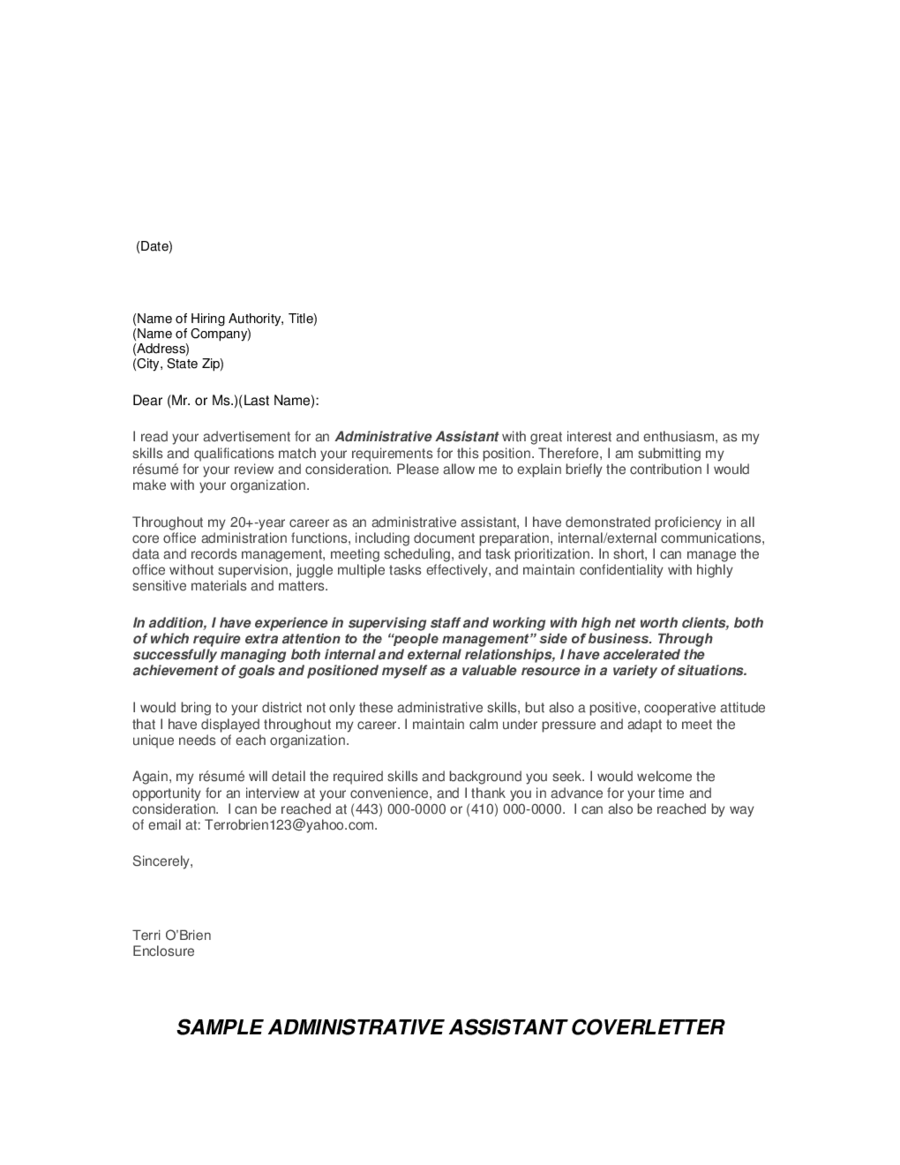 Office Assistant Cover Letter Sample Template Edit Fill Sign Online Handypdf