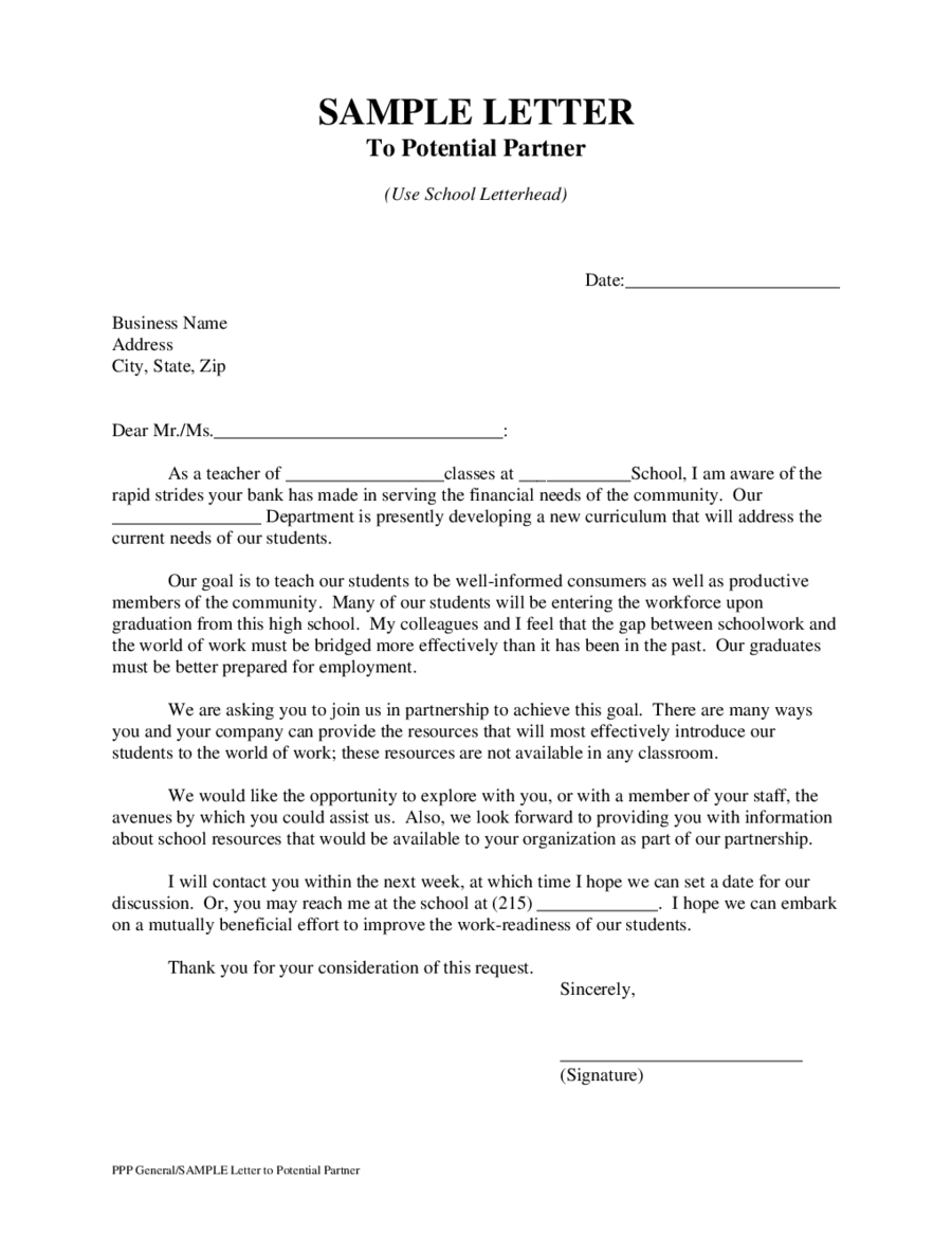 Business partner cover letter sample December 22 Within Business Partnership Proposal Letter Template