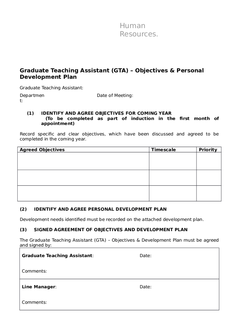 Personal And Professional Development Plan Sample