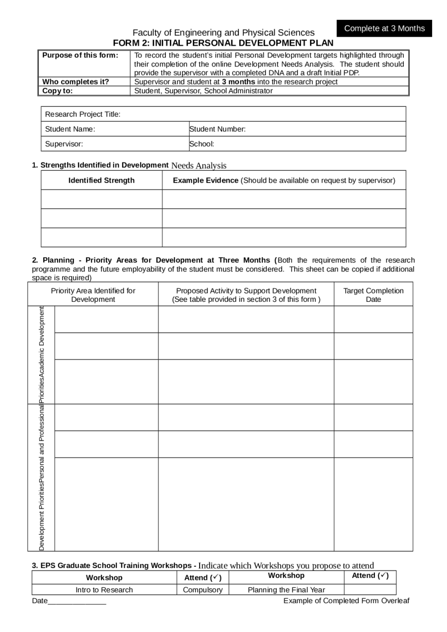 FORM 2: The Initial Personal Development Plan