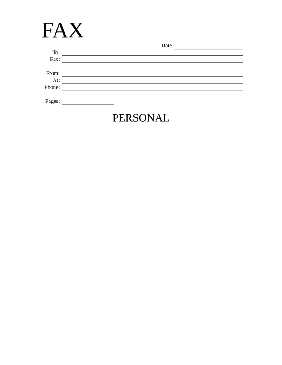 Personal Printable Fax Cover Sheet