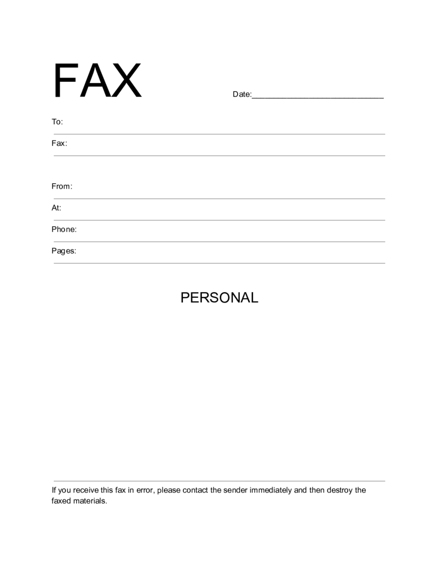 Personal Fax Cover Sheet Template Edit Fill Sign Online Handypdf