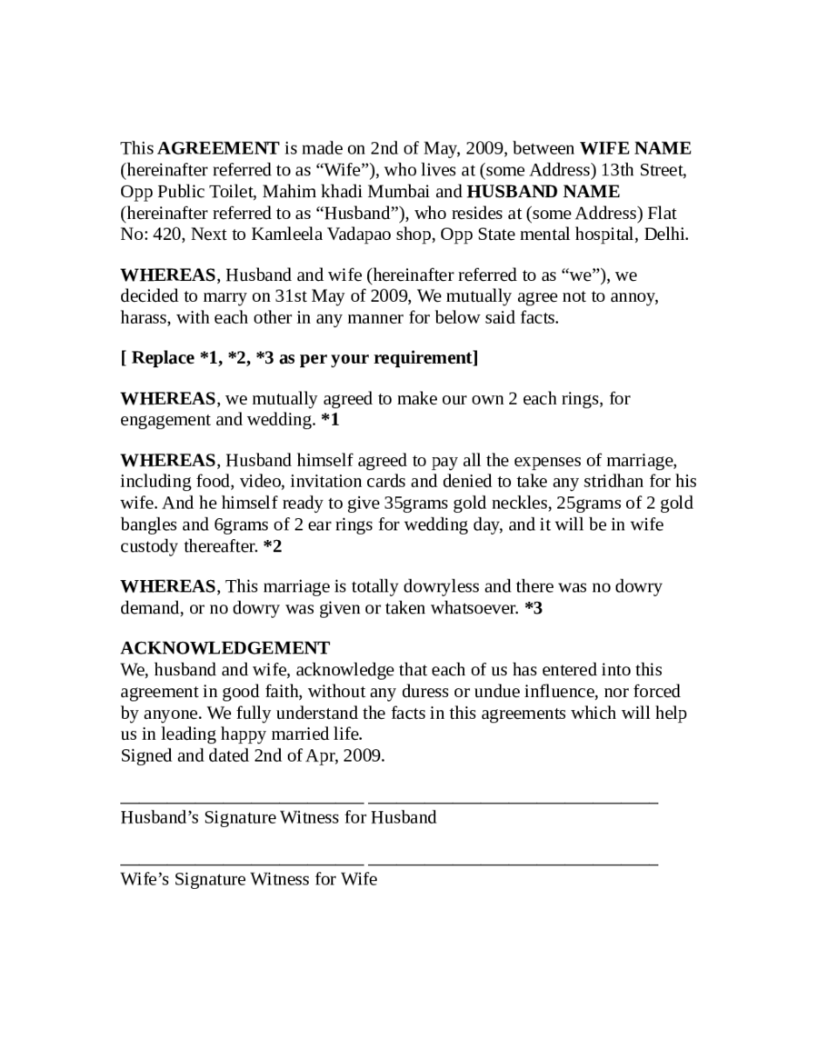 Prenuptial Agreement Form PDF