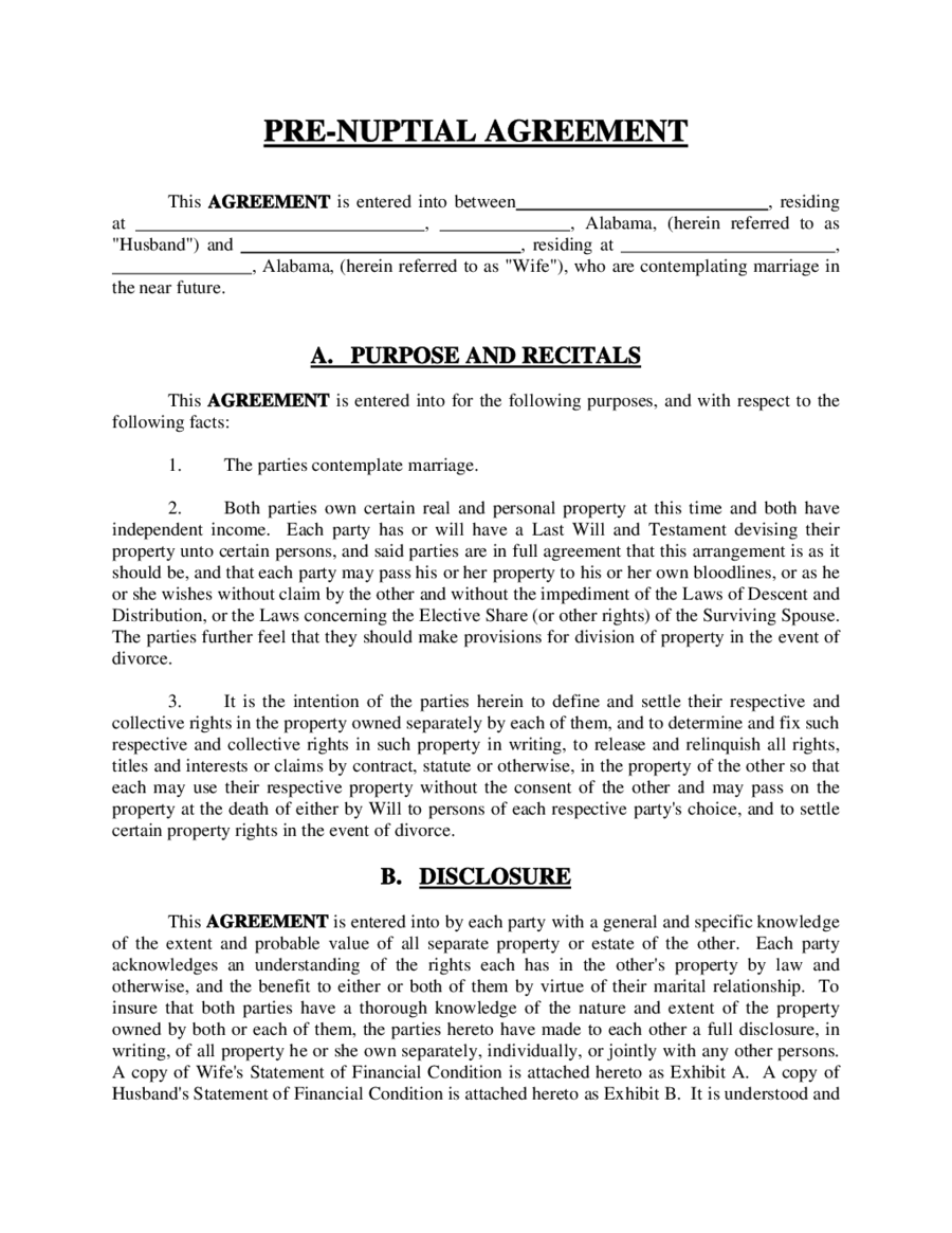 Pdf Free Printable Prenuptial Agreement Form