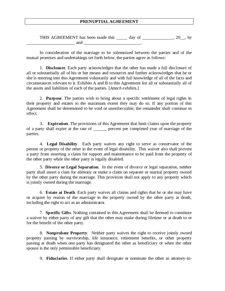 Prenuptial Agreement Form - OCR - Edit, Fill, Sign Online  Handypdf Pertaining To free prenuptial agreement template