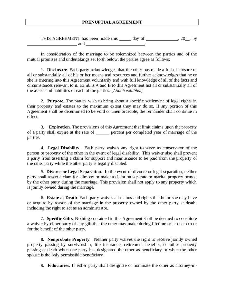 Prenuptial Agreement Form - OCR