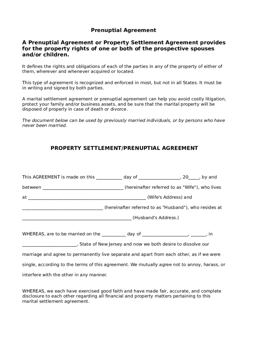 Prenuptial Agreement Forms Edit, Fill, Sign Online Handypdf