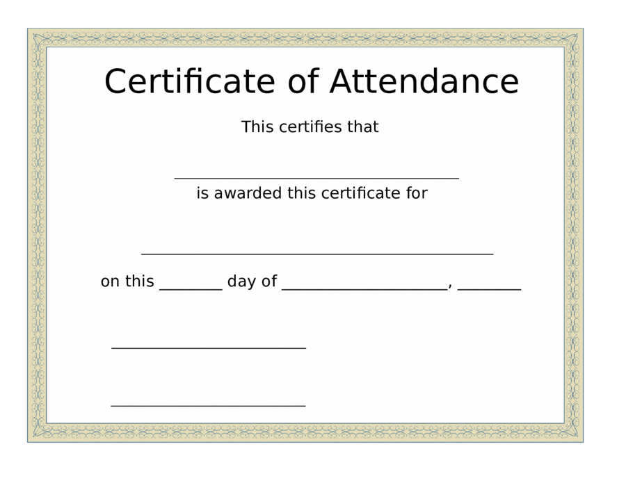 Printable certificate of attendance