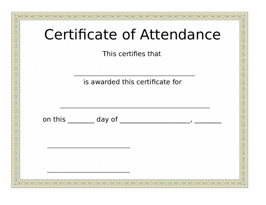 Editable Free Printable Certificate Of Attendance Template Printable 