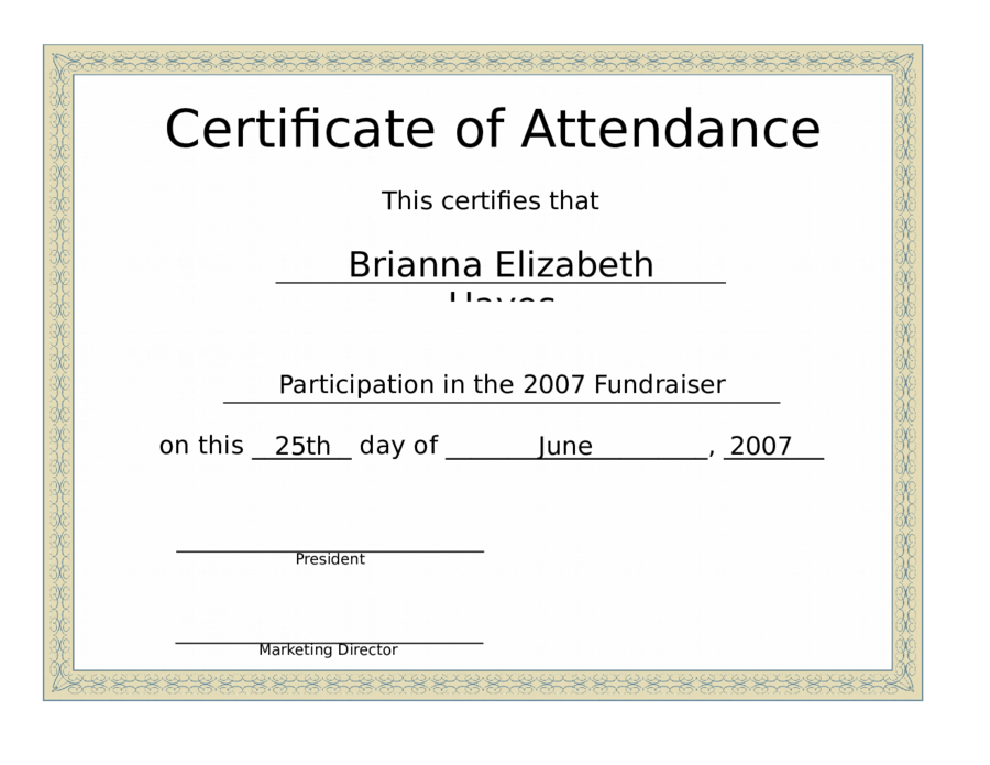 2021 Certificate of Attendance Fillable, Printable PDF & Forms Handypdf