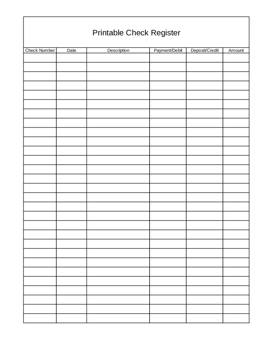 printable register for checkbook