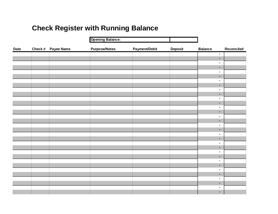 online checkbook register