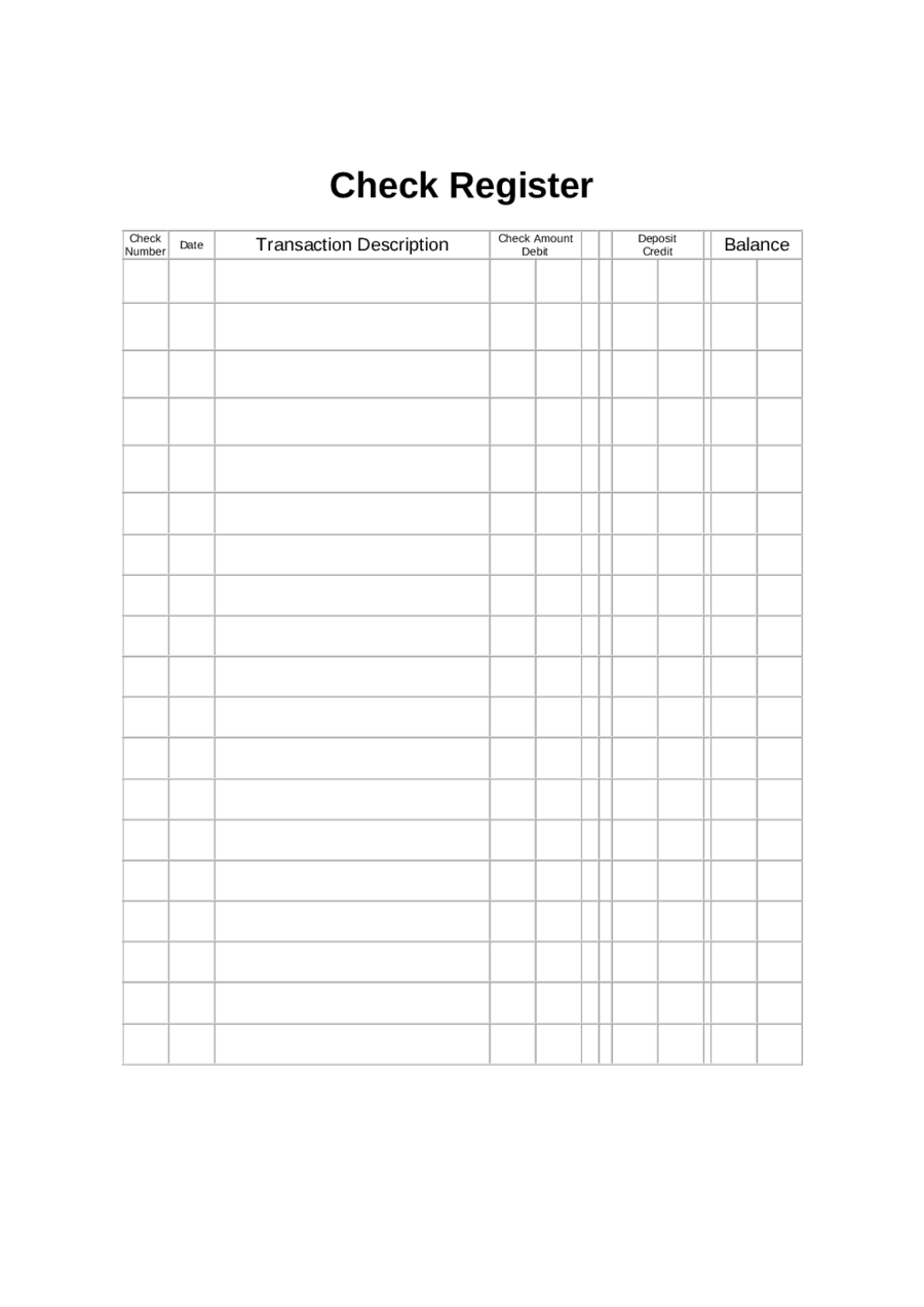 checkbook register template printable free