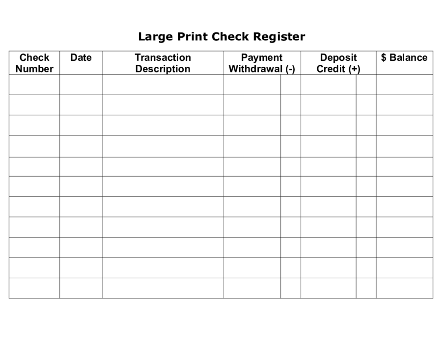 checkbook register large printable