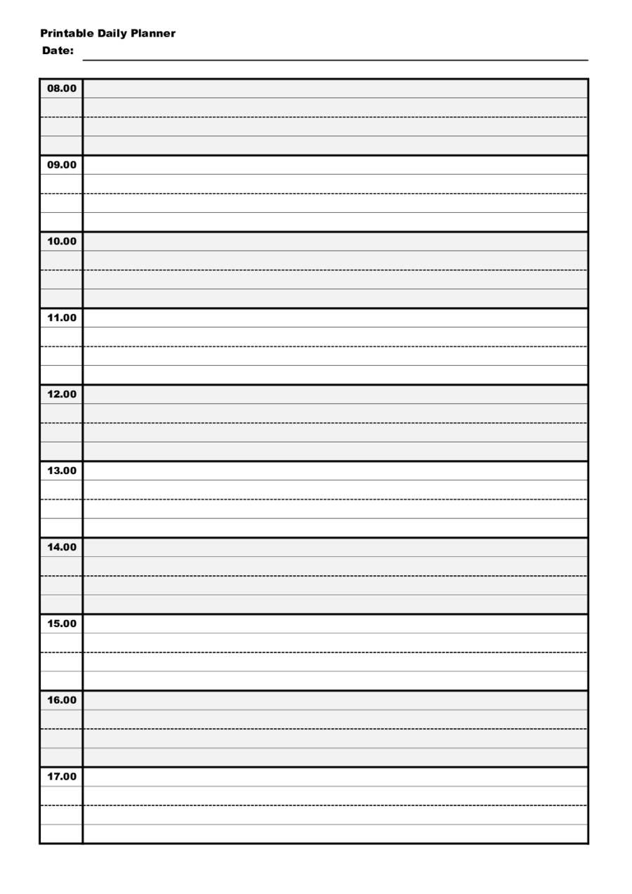 free download daily schedule template