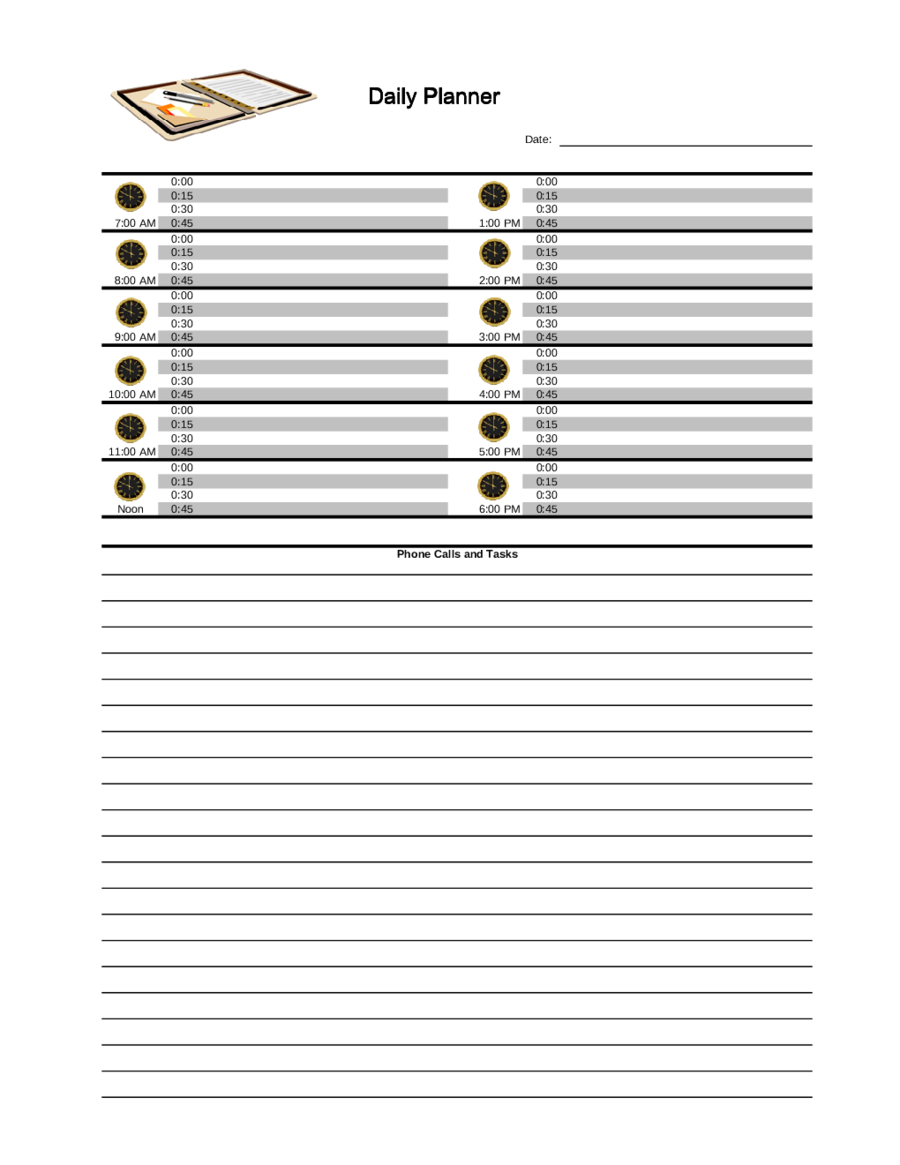 Print Daily Schedule Template