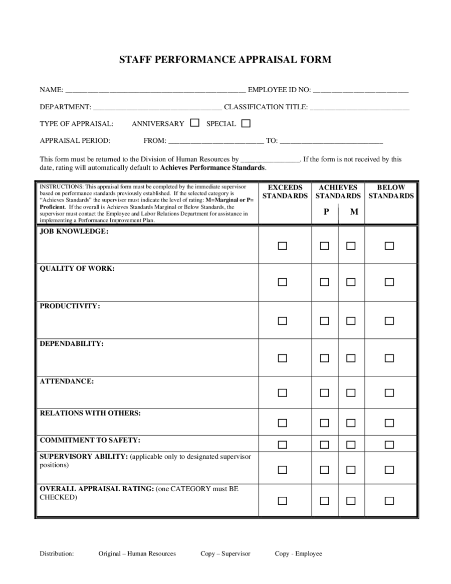 21 Employee Evaluation Form - Fillable, Printable PDF & Forms Pertaining To Blank Evaluation Form Template