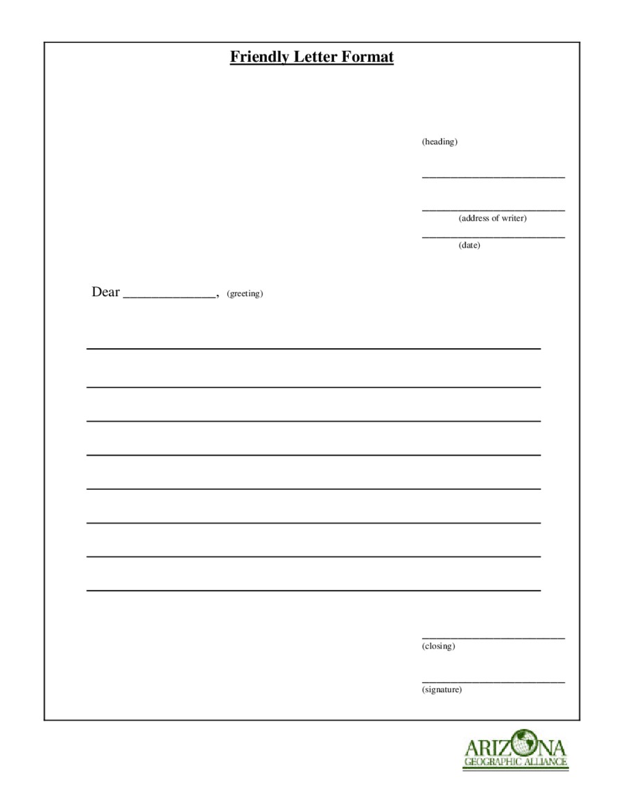 24 Friendly Letter Format - Fillable, Printable PDF & Forms In Blank Letter Writing Template For Kids