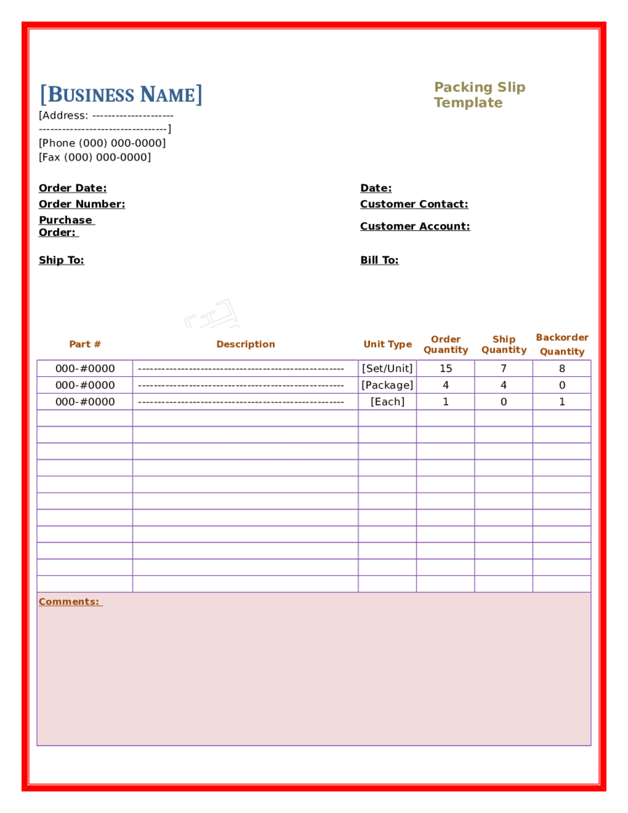 Printable Packing Slip Sample - Edit, Fill, Sign Online | Handypdf