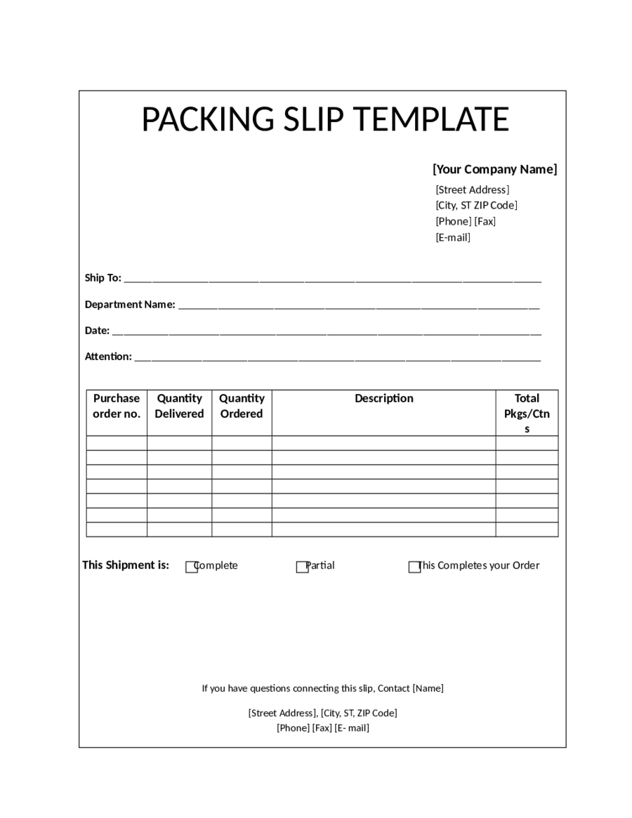 Download Printable Packing Slip