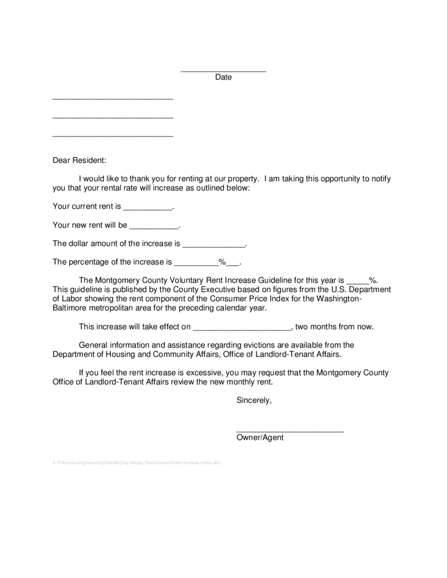 Increase Rent Letter Template from handypdf.com