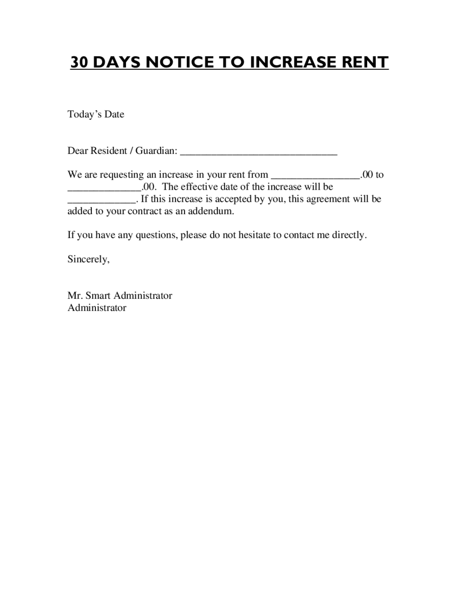 Rent Increase Letter Template The Best Professional Template