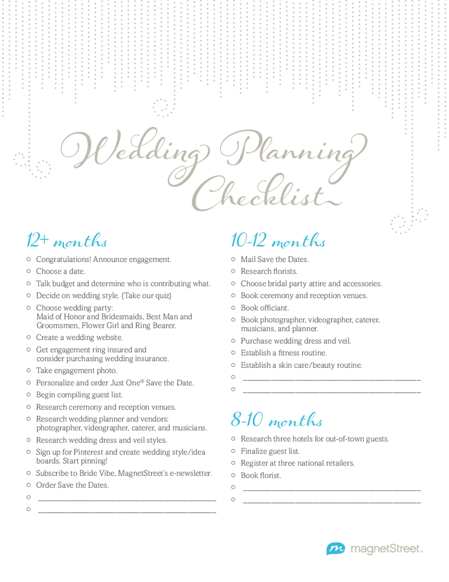 Wedding Checklist Template Free
