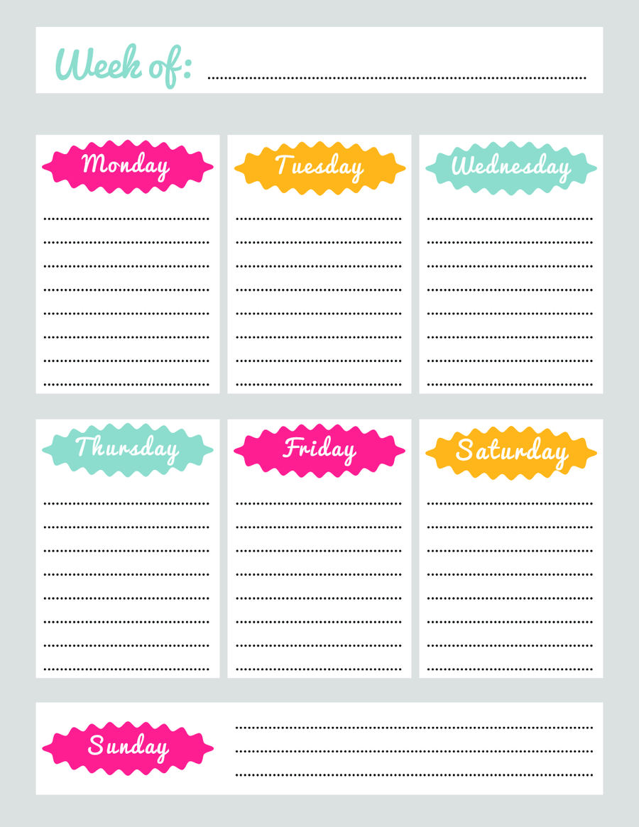 Diy Weekly Planner Template