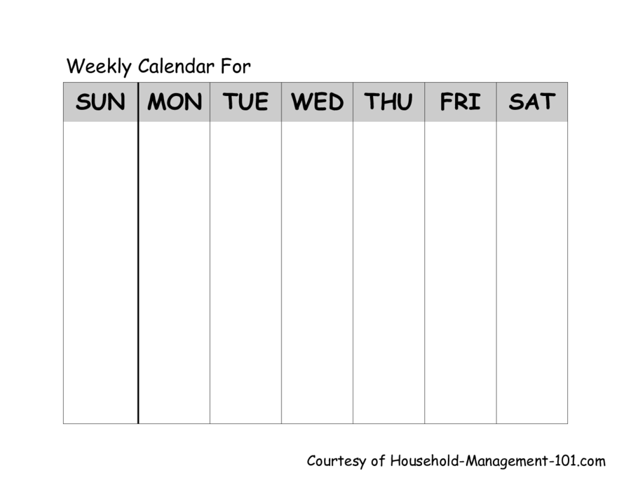 Printable weekly calendar Template